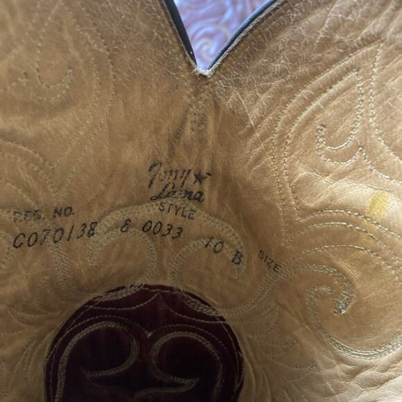 Tony Lama Mens Vtg El Rey Gold Label Cognac Calf Skin Boots Sz 10 B 0033 Brown - Picture 11 of 12